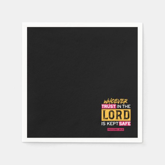 Whoever Trusts in the Lord Is Kept Safe Quote スタンダードカクテルナプキン (正面)