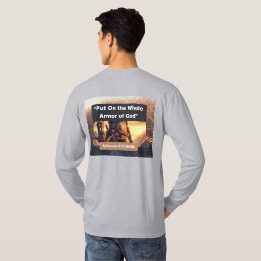 Whole Armor of God -長袖Lt Gray Tシャツ (裏面フル)