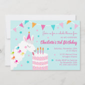 Whole Llamaおもしろいケーキ第3バースデーアクア 招待状 (正面)