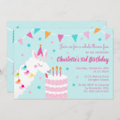 Whole Llamaおもしろいケーキ第3バースデーアクア 招待状 (正面/裏面)