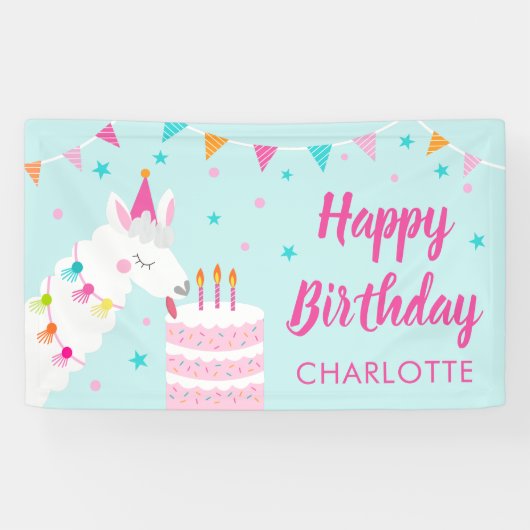 Whole Llamaおもしろいケーキ第3バースデーアクア 横断幕 (横)