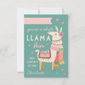 Whole Llamaおもしろい教室バレンタインデーカード 招待状 (正面)