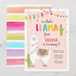 Whole llamaおもしろい誕生日の招待状Alpace Cactus 招待状