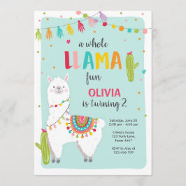Whole llamaおもしろい誕生日の招待状Alpace Cactus 招待状