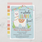 Whole Llamaおもしろい誕生日招待状・ Cactus ・ Blu 招待状 (正面/裏面)