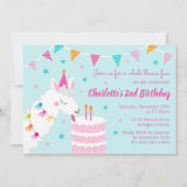 Whole Llama Fun Cake 2歳の誕生日アクア 招待状 (正面)