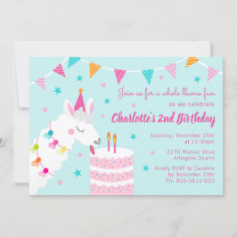 Whole Llama Fun Cake 2歳の誕生日アクア 招待状