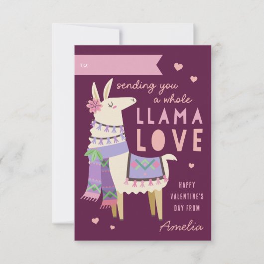 Whole Llama Love Classroom Valentine's Day Card 招待状 (正面)