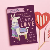Whole Llama Love Classroom Valentine's Day Card 招待状