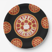 Whole Pizza Happy Birthday Party Design ペーパープレート (正面)