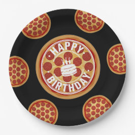 Whole Pizza Happy Birthday Party Design ペーパープレート
