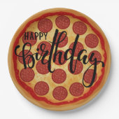 Whole Pizza Happy Birthday Party Design ペーパープレート (正面)