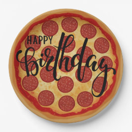 Whole Pizza Happy Birthday Party Design ペーパープレート