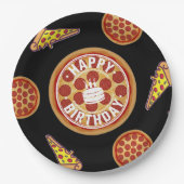 Whole Pizza Happy Birthday Party Design ペーパープレート (正面)