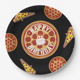 Whole Pizza Happy Birthday Party Design ペーパープレート