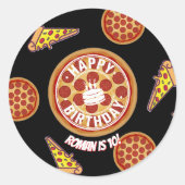 Whole Pizza Happy Birthday Party Design ラウンドシール (正面)