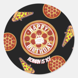 Whole Pizza Happy Birthday Party Design ラウンドシール