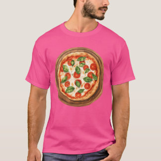 Whole Round Pizza Margherita Served On A Wooden Bo Tシャツ