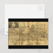 Whole World Map by Herman Moll (1719) ポストカード (正面/裏面)