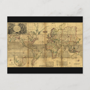 Whole World Map by Herman Moll (1719) ポストカード