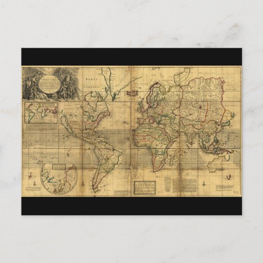 Whole World Map by Herman Moll (1719) ポストカード (正面)