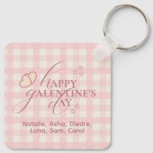 Wholesome Cute Pink Check Typography Galentines キーホルダー (裏面)