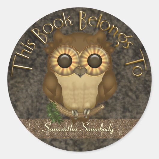 Wholio The Cutest Owl蔵書票 ラウンドシール (正面)