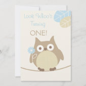 Whoo見ま1つの男の赤ちゃんの誕生日を回します 招待状 (正面)