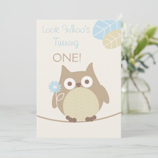 Whoo見ま1つの男の赤ちゃんの誕生日を回します 招待状 (スタンド正面)