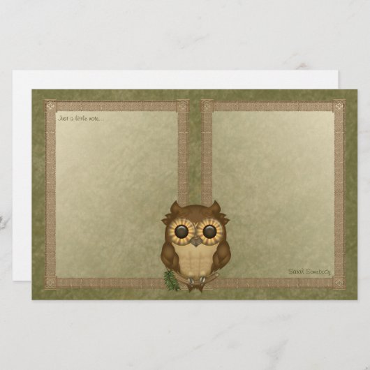 Whoolio最もかわいいフクロウのNotepaper 便箋 (正面/裏面)