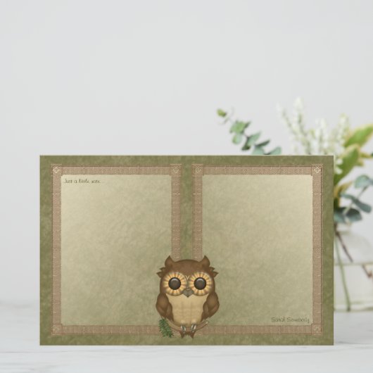 Whoolio最もかわいいフクロウのNotepaper 便箋 (スタンド正面)