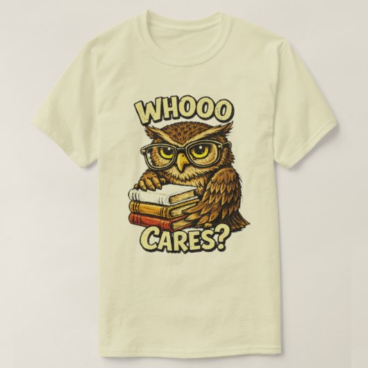 Whooo Cares Funny Owl Book Lover Graphic Tシャツ (デザイン正面)