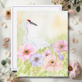 Whooping Crane with Pastel Anemones ノートカード