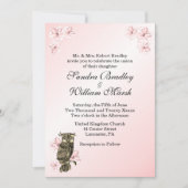 Whoosと結婚するピンクフクロウ結婚式招待状 招待状 (正面)