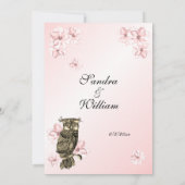 Whoosと結婚するピンクフクロウ結婚式招待状 招待状 (裏面)