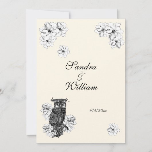 Whoo's Getting Married Cream Wedding Invitation 招待状 (裏面)