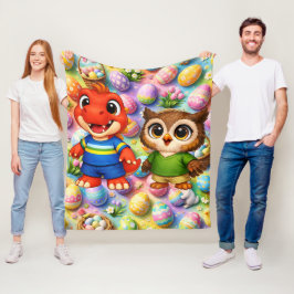 Who's Easter egg extravaganza whimsical? Happy Eas フリースブランケット