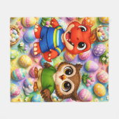 Who's Easter egg extravaganza whimsical? Happy Eas フリースブランケット (正面(横))