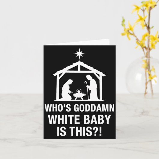 Who's God White Baby Is This Nativity Scene Christ カード (黄色い花)