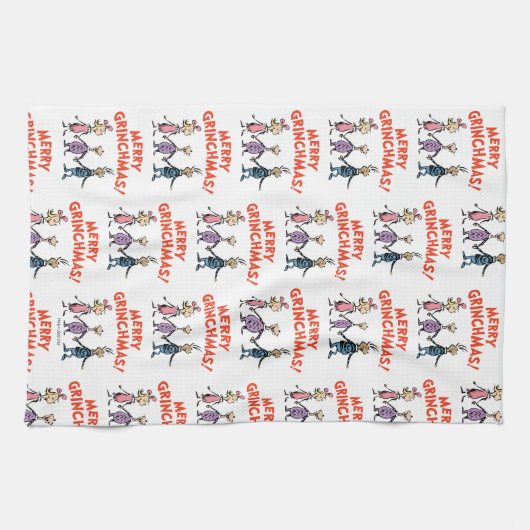 Whos Holding Hands Merry Grinchmas キッチンタオル (横)