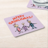 Whos Holding Hands Merry Grinchmas スクエアペーパーコースター (アングル)