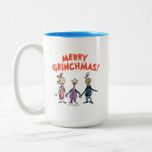 Whos Holding Hands Merry Grinchmas ツートーンマグカップ (左)