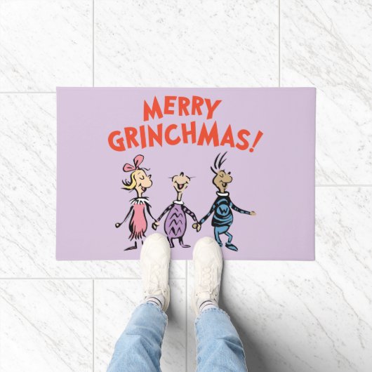 Whos Holding Hands Merry Grinchmas ドアマット (室内)