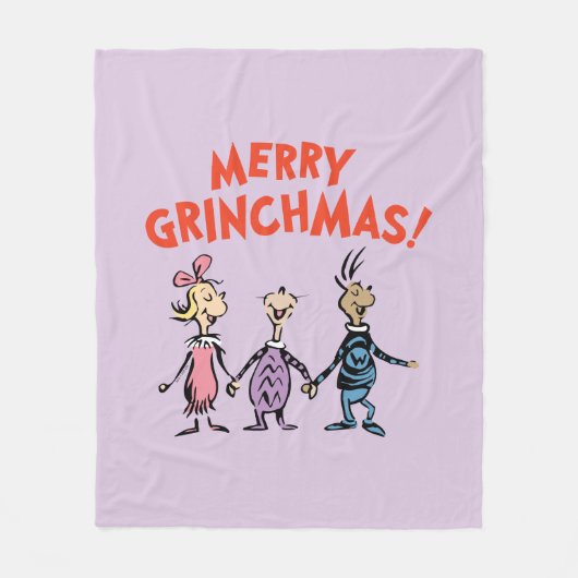 Whos Holding Hands Merry Grinchmas フリースブランケット (正面)