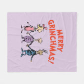 Whos Holding Hands Merry Grinchmas フリースブランケット (正面(横))