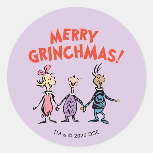 Whos Holding Hands Merry Grinchmas ラウンドシール (正面)