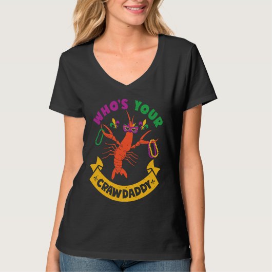 Who's Your Crawdaddy Crawfish Jester Beads  Mardi  Tシャツ (正面)