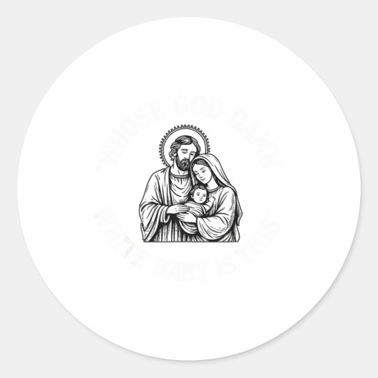 Whose God White Baby Is This Funny Christmas  ラウンドシール (正面)