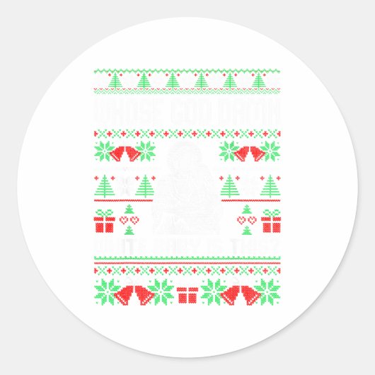 Whose God White Baby Is This Funny Jesus Ugly Chri ラウンドシール (正面)