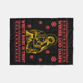 Whose God White Baby Is This Nativity Ugly Christm フリースブランケット (正面(横))